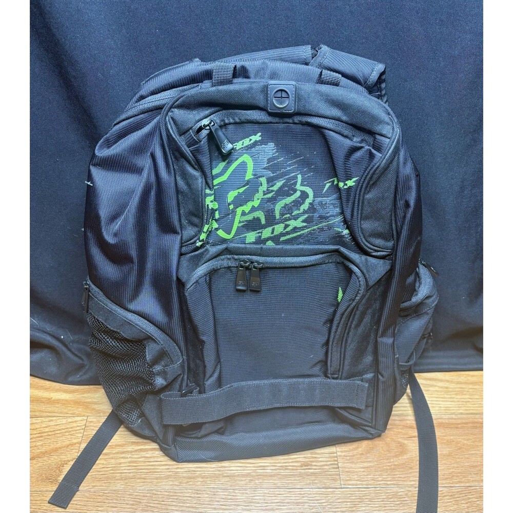 FOX Racing Backpack Multiple Pockets Y2K Skateboarding Racing School Green Black